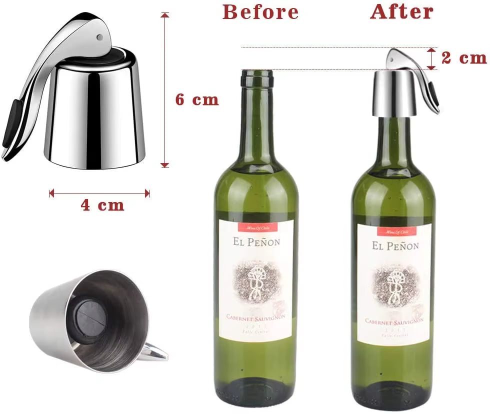 Stainless Steel Wine Bottle Stopper with Silicone Seal