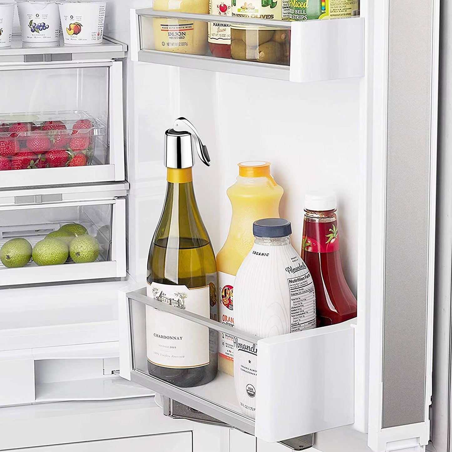 Stainless Steel Wine Bottle Stopper with Silicone Seal