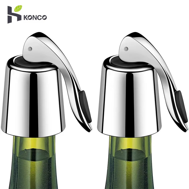 Stainless Steel Wine Bottle Stopper with Silicone Seal
